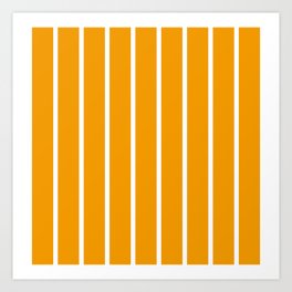 Vertical Lines (White & Classic Orange Pattern) Art Print