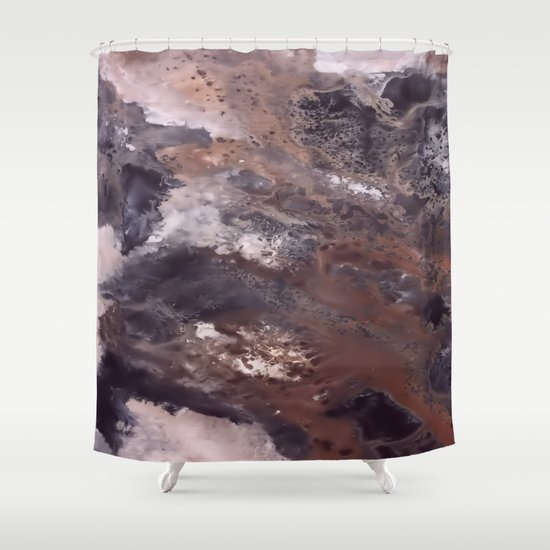 Abstract Acrylic Painting Brown Black And White Shower Curtain By
