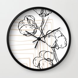 Simple Minimal Geometric - Boho Botanical Leave cotton flower Wall Clock