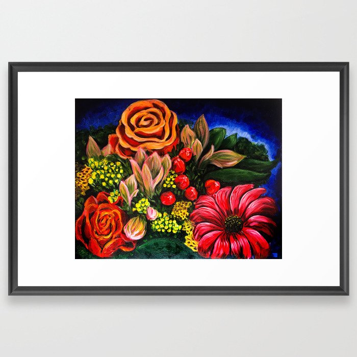 Spring Blossom, Florals painting, colorful flowers art, Mother Day Gift Framed Art Print