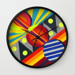 Cicles & Stripes Wall Clock | Pattern, Acrylic, Painting, Abstract 
