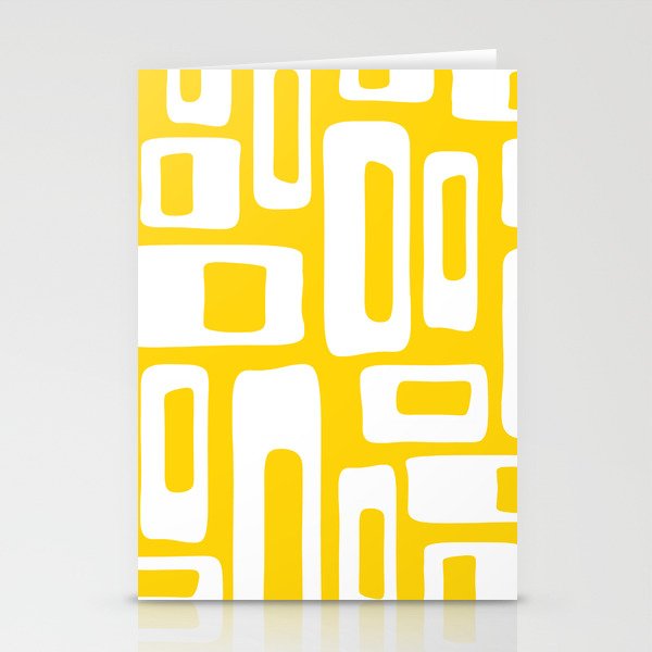 Retro Mid Century Modern Abstract Pattern 335 Yellow Stationery Cards