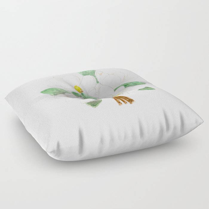 white magnolia bouquet flowers  ink and watercolor  Floor Pillow