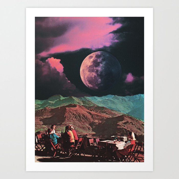 Outer Dining - Retro Futurism, Sci-Fi Aesthetic Collage Art Print