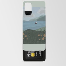 aesthetic boat on a lake with flowers scene Android Card Case