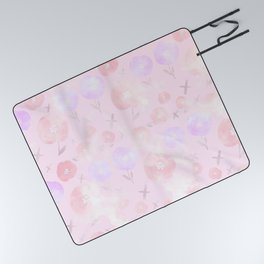 Modern Artistic Geometric Pink Lilac Floral Clouds Pattern Picnic Blanket