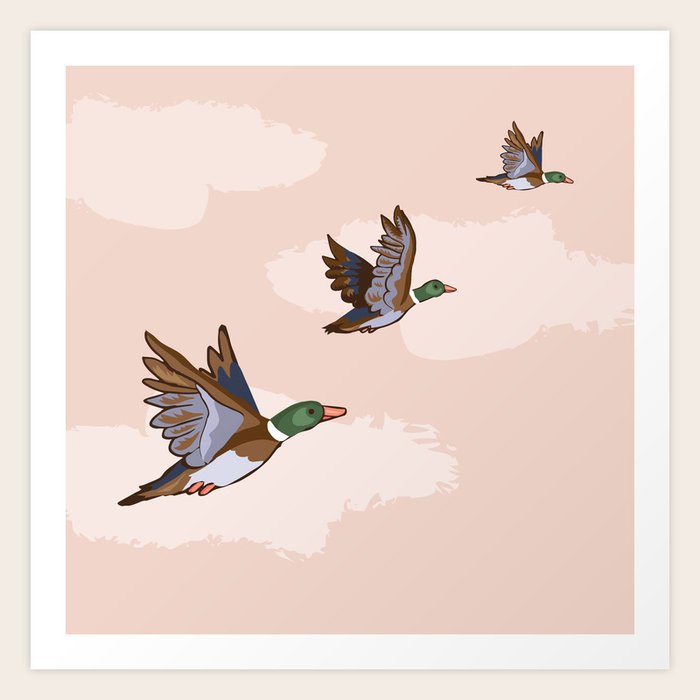 Flying Ducks Art Print By Angiespurgeon Society6