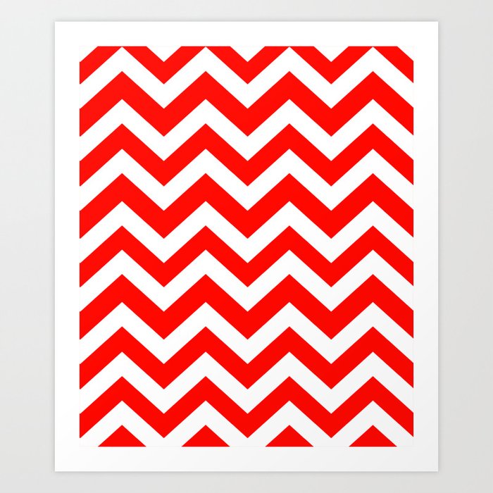Candy apple red - red color - Zigzag Chevron Pattern Art Print