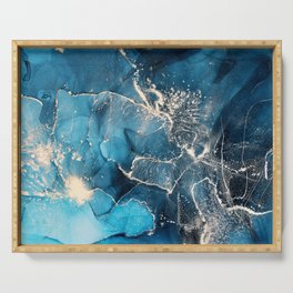 Cosmic Azure + Midnight Blue Abstract Starscape Serving Tray