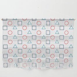 Asymetric pattern with outlines of squares, circles and triangles Wall Hanging