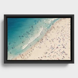 Aerial Beach Love Print - aerial Ocean Sea photography by Ingrid Beddoes Framed Canvas
