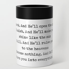 Rumi Quote 06 - Knock and He'll open the door - Typewriter Print Can Cooler