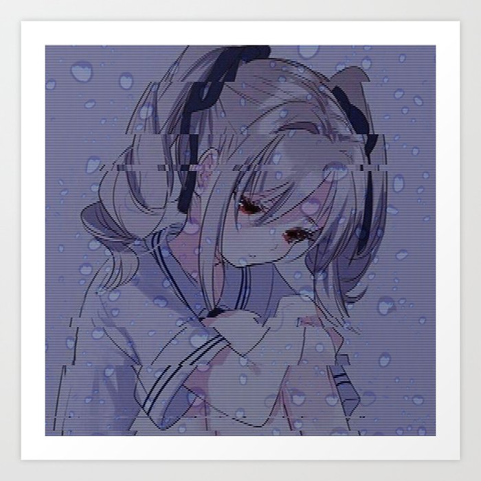 Sad anime aesthetic - rainy day Art Print by lyssanii.