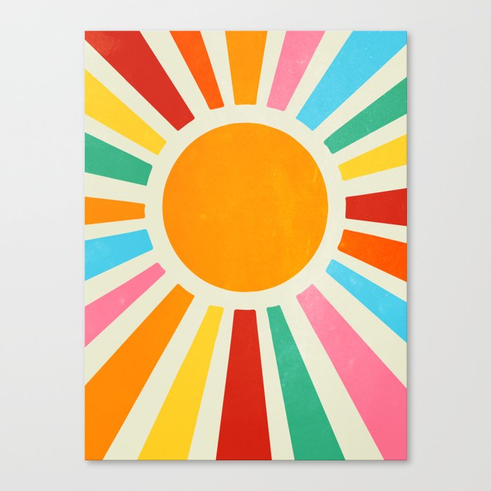 Retro Sunrise: Rainbow Edition Canvas Print