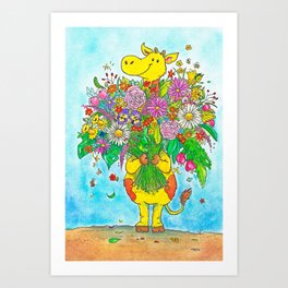 Giraffe Bouquet Art Print