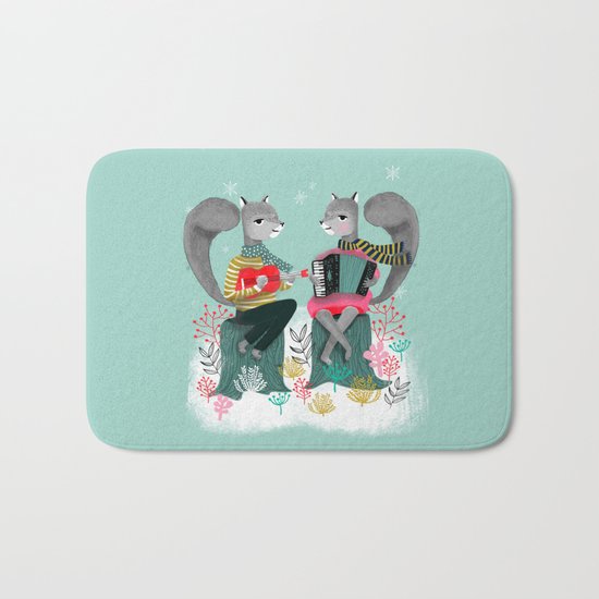 Squirrels' Christmas by Andrea Lauren Bath Mat