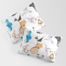 Cute Hand Drawn Geometric Paper Origami Animals Pillow Sham