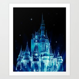 Teal Turquoise Enchanted Fairy Tale Castle Art Print