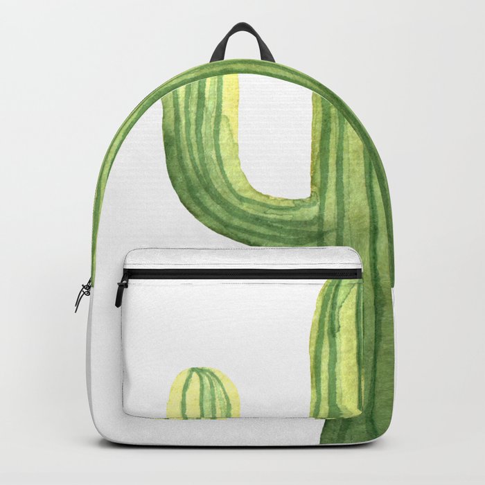 Simple Green Cactus on White Backpack