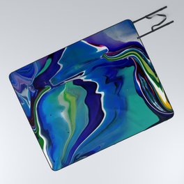 Fluid Abstract 4 (Aqua Purple) Picnic Blanket