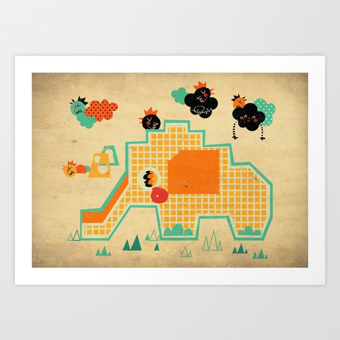 Elephant Playground Art Print