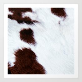 White Cowhide with Brown Spots Art Print