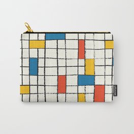 Mondrian Inspired Hand Drawn Grid Pattern Carry-All Pouch