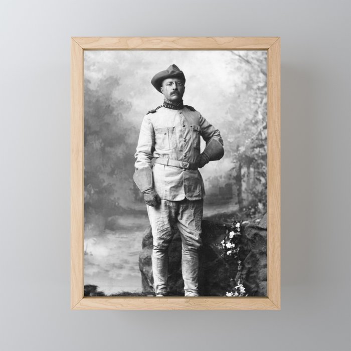Teddy Roosevelt Standing In Rough Rider Uniform - 1898 Framed Mini Art Print