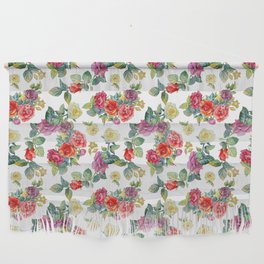 Seamless pattern with watercolor multicolored roses Wall Hanging