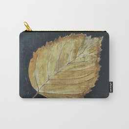 Hand-Painted Fall Ash Leaf Carry-All Pouch | Black, Autumn, Nature, Leaf, Painting, Fall, Forest, Typography, Botanical, Tree 