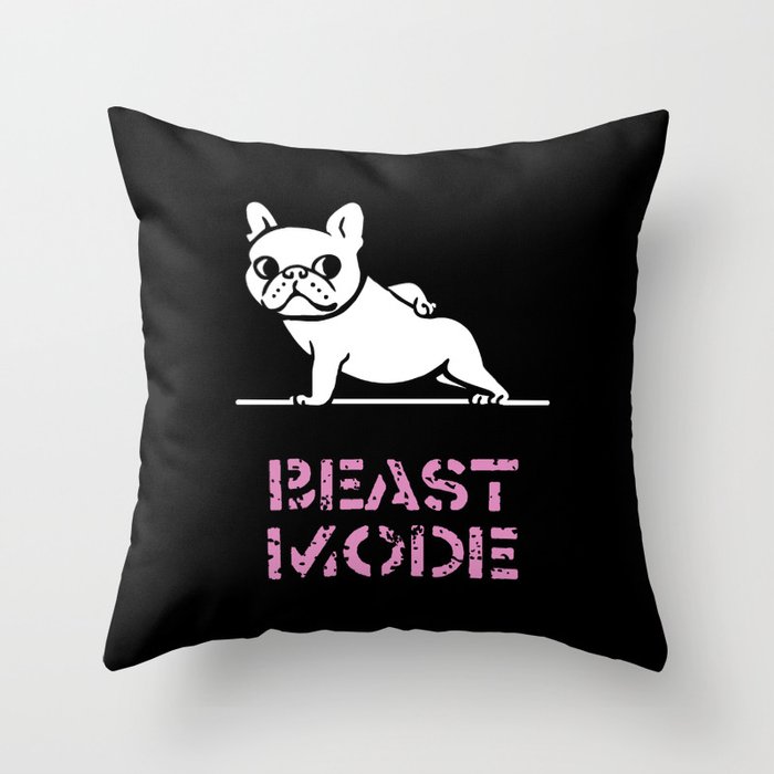 Beast Mode Frenchie Throw Pillow