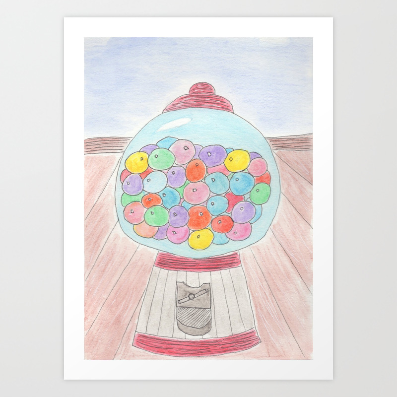 Gumball Machine Watercolor Artwork Art Print By Neptunianblues Society6