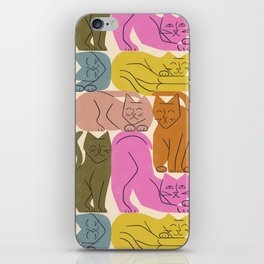 Stack of Cats No. 1 iPhone Skin | Pet, Simple, Drawing, Digital, Adorable, Colorful, Cute, Pattern, Rainbow, Sleeping 