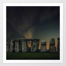Great Britain Photography - Stonehenge Under The Dark Night Art Print