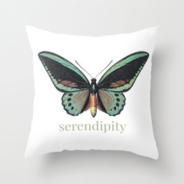serendipity - sage green - butterfly Throw Pillow