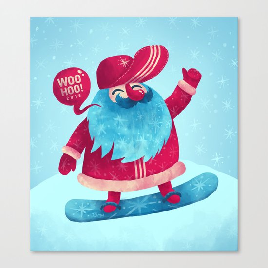 Snowboard Santa Canvas Print