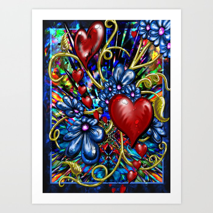 "Incense, Hearts, & Daisies" Art Print