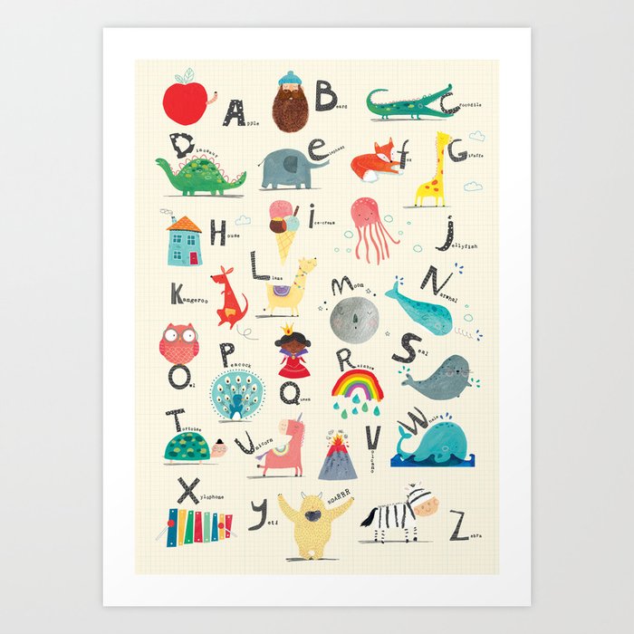Animal Alphabet Art Print by cory reid | Society6
