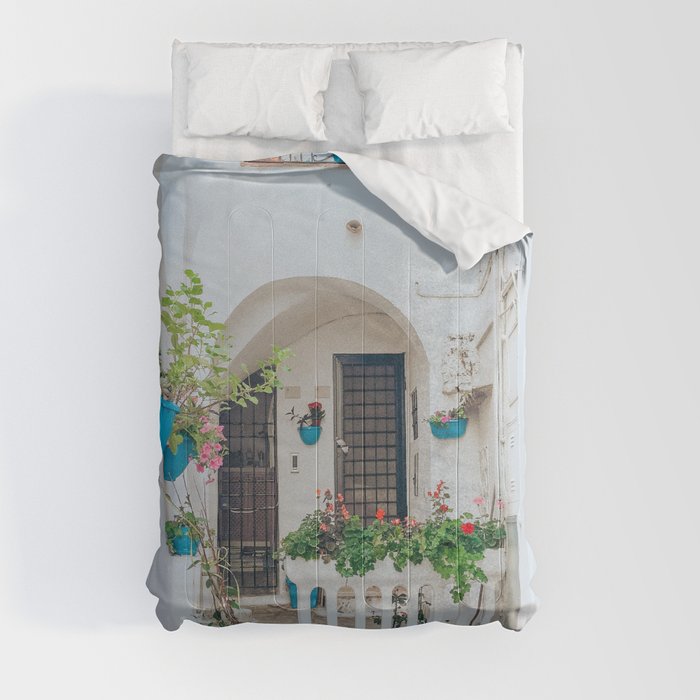 Italian Beach Town Street Comforter