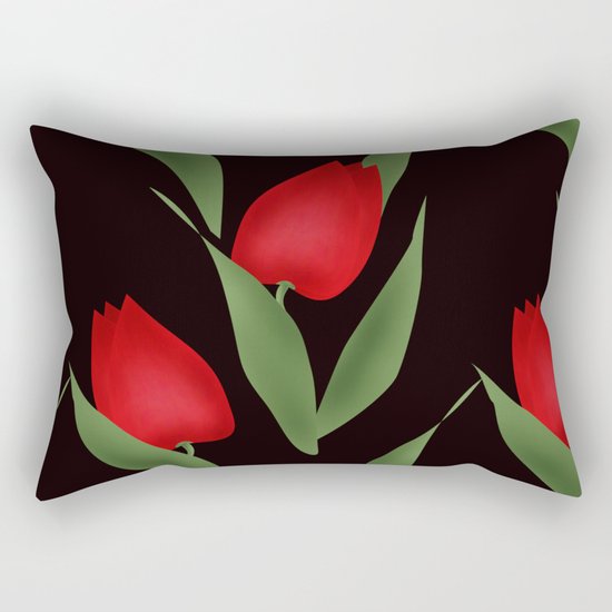 Tulips on black . Rectangular Pillow