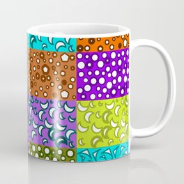 Doodle tile pattern art, 16 square with colorful background and different shape in that. Collection of design elements. Coffee Mug