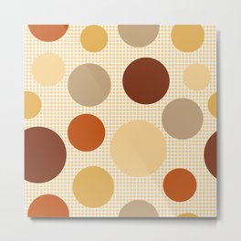 Mid Century Modern Simple Geometric Multi-coloured Dots Pattern - brown and yellow Metal Print