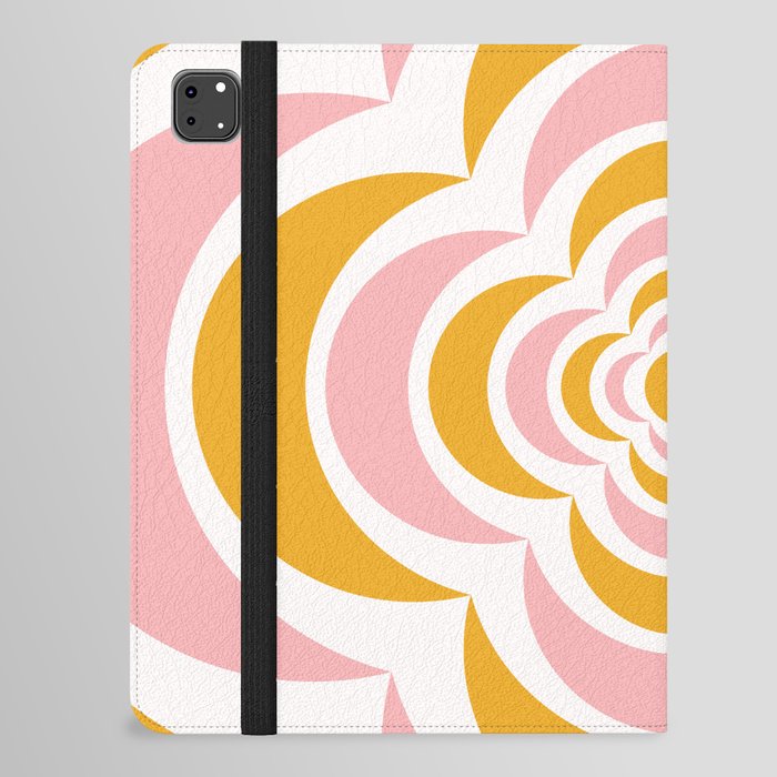 Floral Abstract Shapes 3 in Mustard Yellow Gold Pink iPad Folio Case