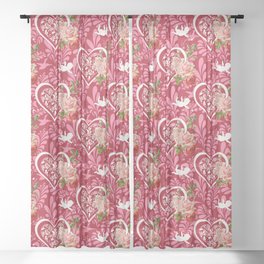 Cute Valentines Day Heart Pattern Lover Sheer Curtain