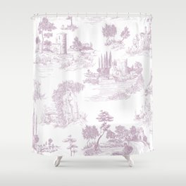 Toile de Jouy Vintage French Soft Lilac Blush Pastoral Pattern Shower Curtain