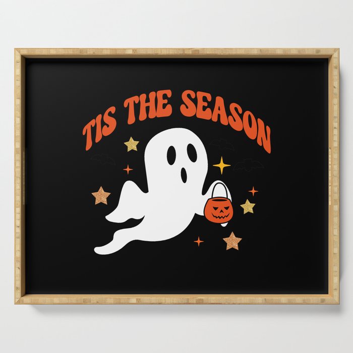 Halloween cute ghost tis the season Serving Tray