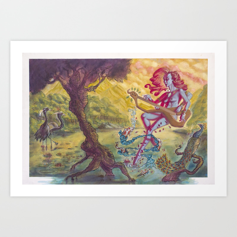 Saraswati Goddess Of The Arts Art Print By Peacefrog23 Society6