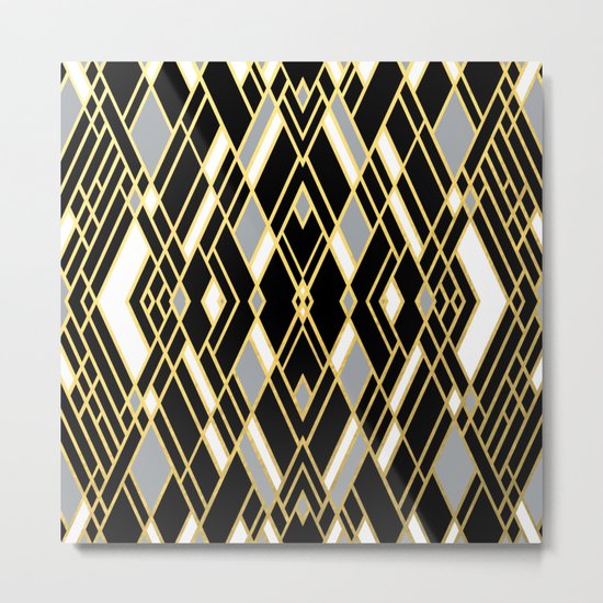 Art Deco Grey Gold Metal Print