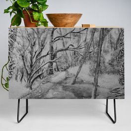 Snowy River Bed Black and White Credenza