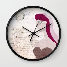JEZEBEL VINTAGE II Wall Clock | Mixedmedia, Drawing, Love, Romance, Bride, Femal, Typo, Vintage, Jezebel, Women 